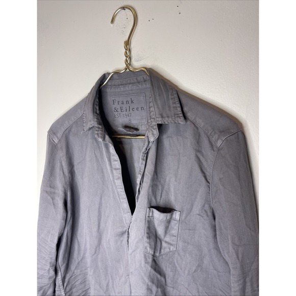 Womens Frank & Eileen Solid Grey Distressed Cotton Eileen Oxford Small S - Picture 2 of 10